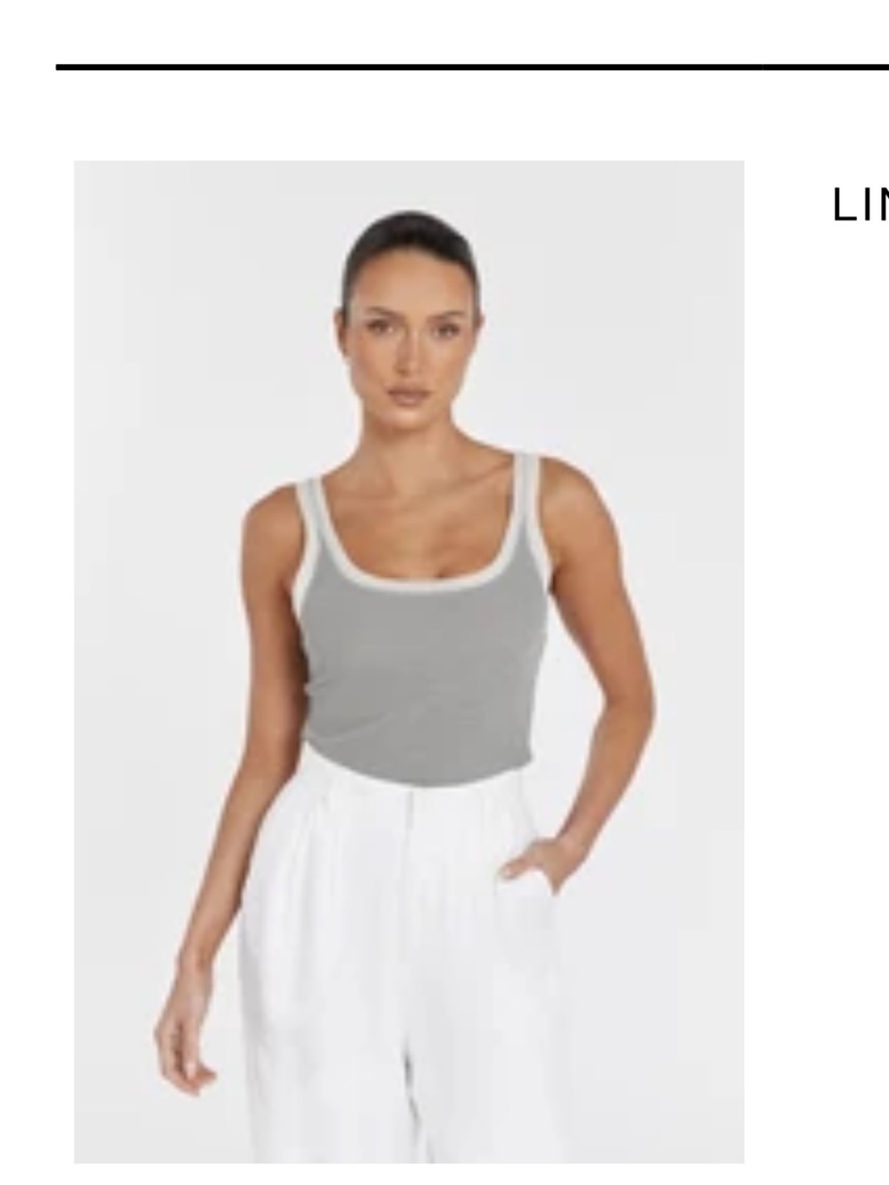 DISSH Gray Tank Top with White Trim